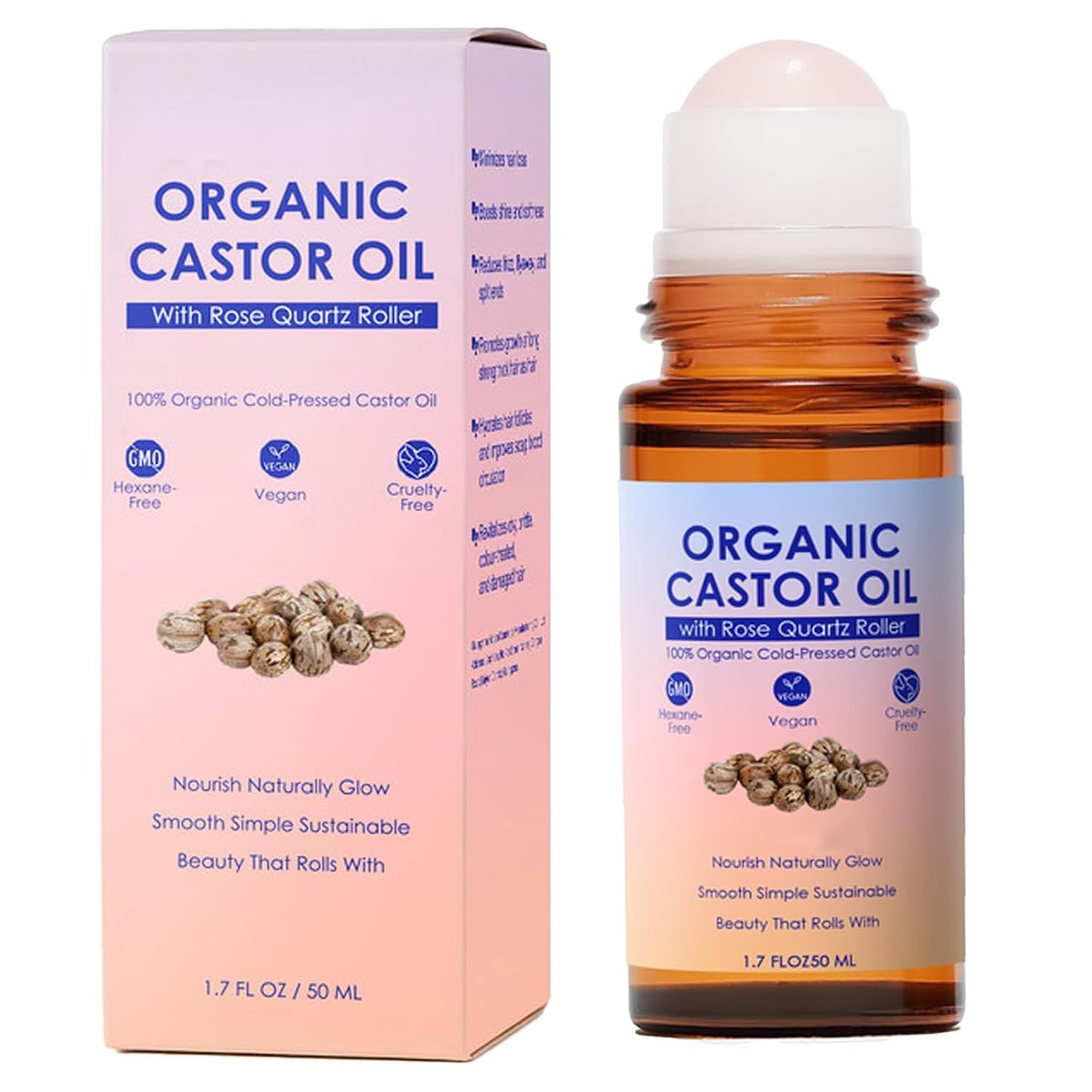 Castor Oil with Rose Quartz Ball